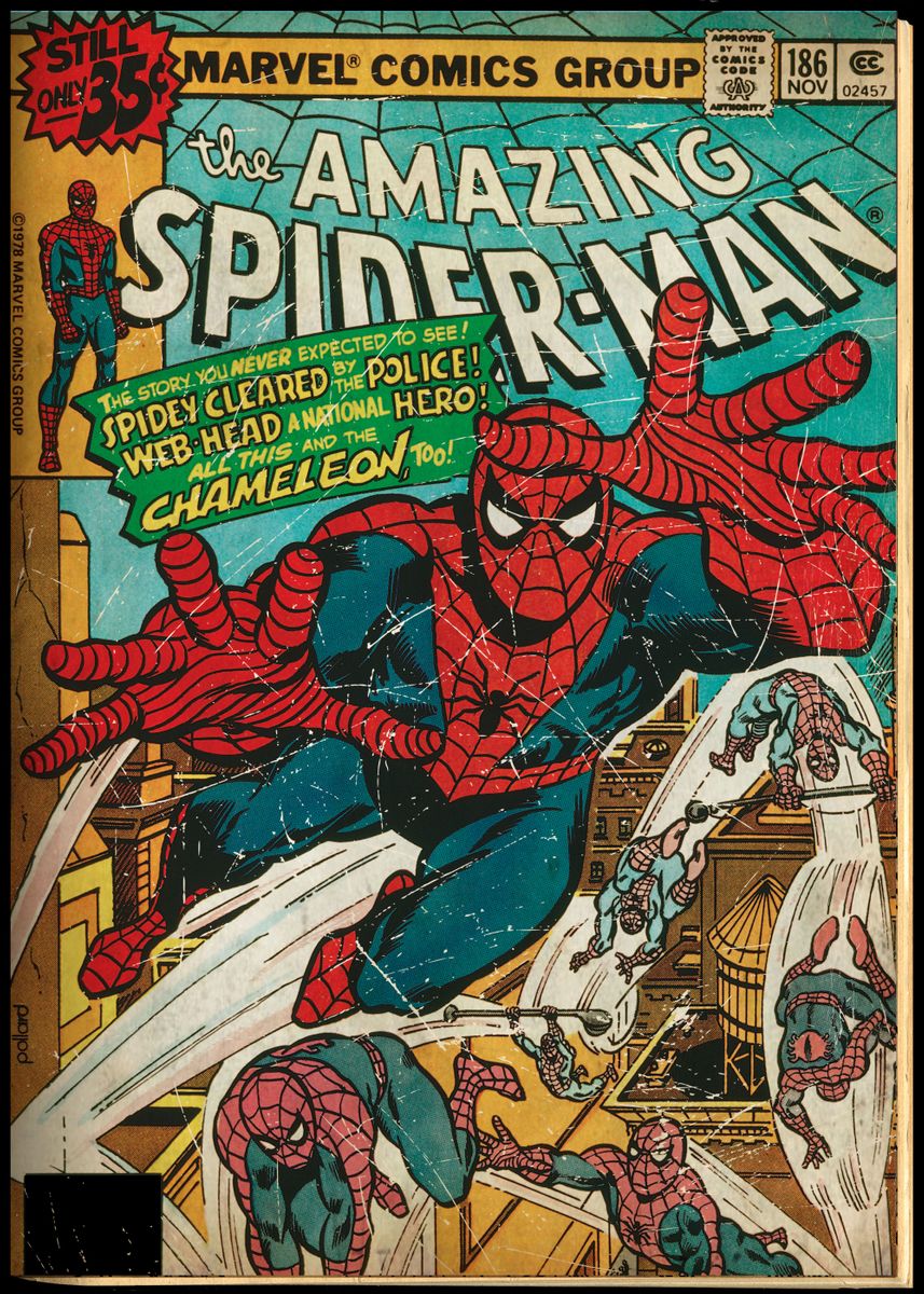 Displate - Poster en Métal - Monté sur Aimant - Marvel - Spiderman Game -  Webhead - Taille M - 32x45cm - Matt : : Cuisine et Maison