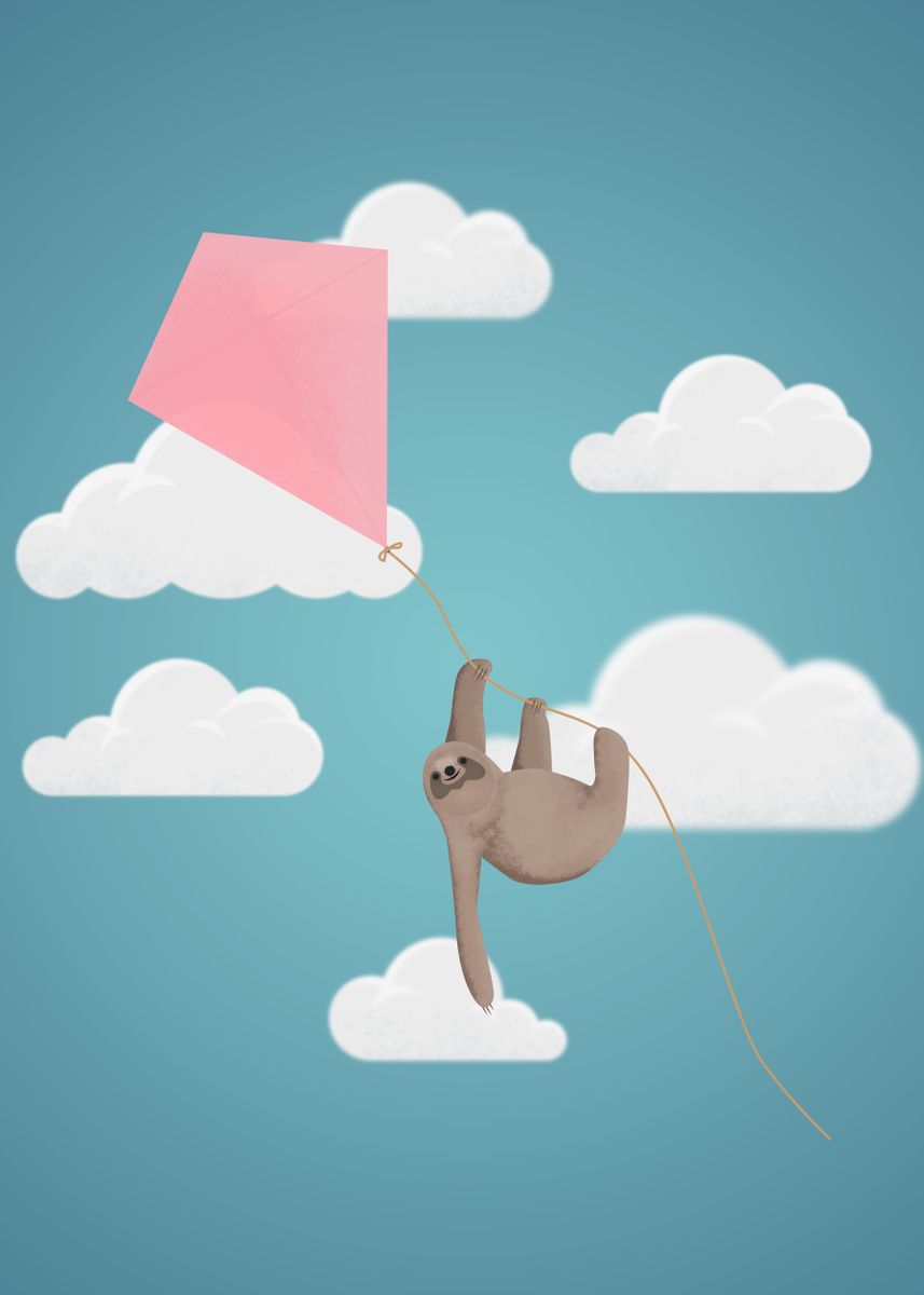 'Flying sloth' Poster, picture, metal print, paint by Dalibro | Displate