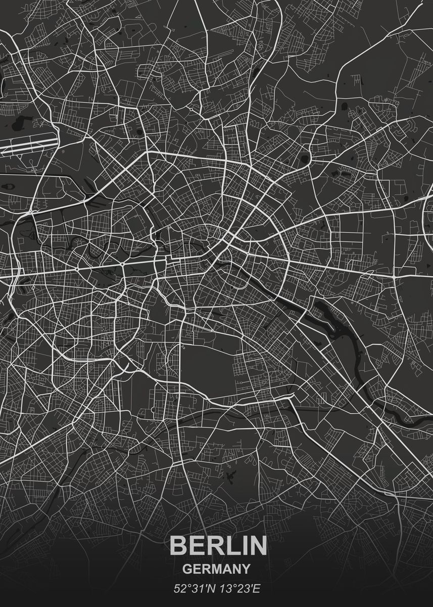 'Berlin Germany map' Poster, picture, metal print, paint by Iwoko ...