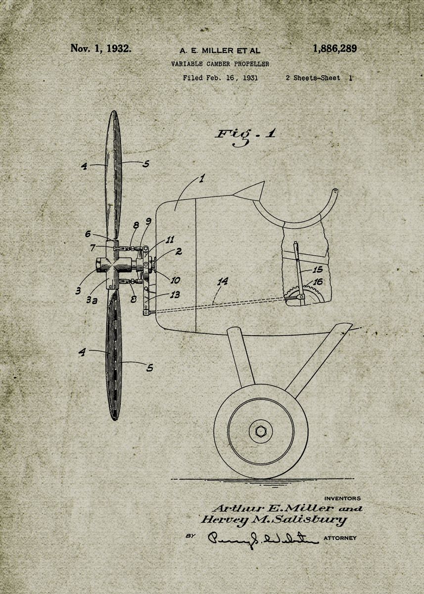 'Variable Camber Propeller' Poster, picture, metal print, paint by