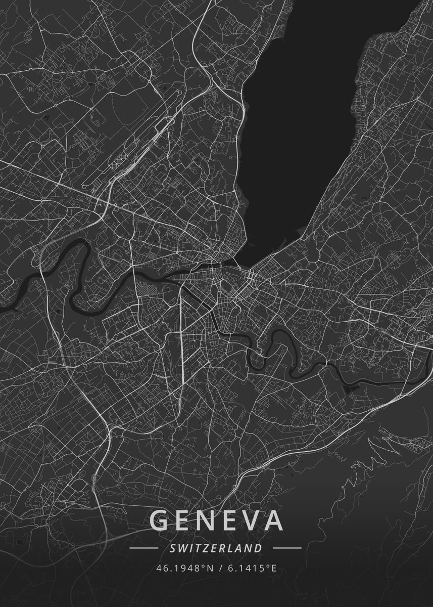 'Geneva, Switzerland' Poster, picture, metal print, paint by Designer ...