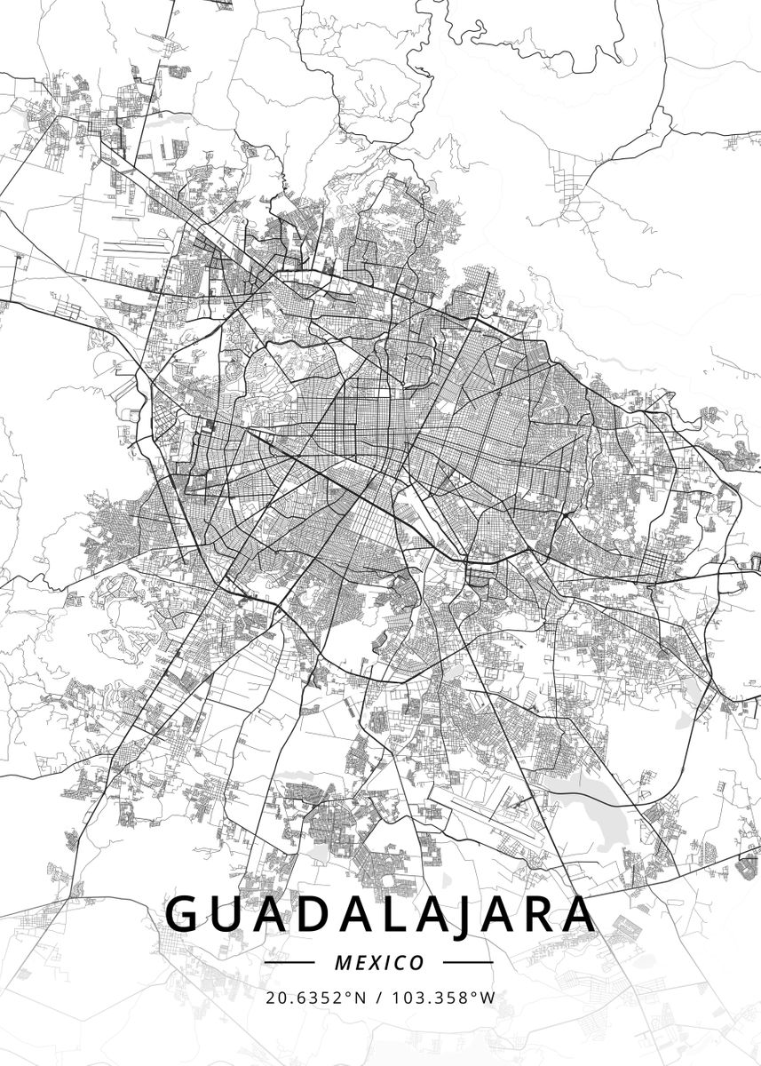 'Guadalajara, Mexico' Poster by Designer Map Art | Displate