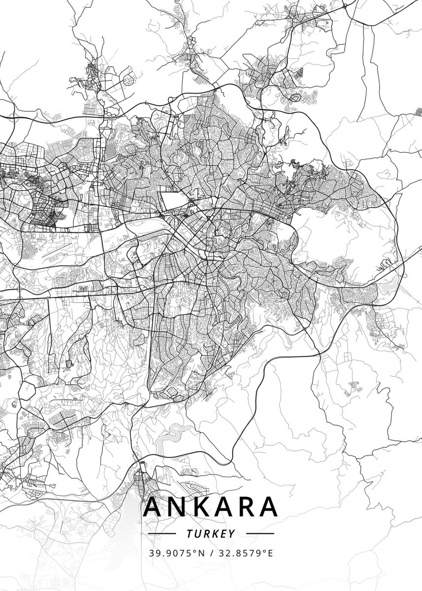 'Ankara, Turkey' Poster, picture, metal print, paint by Designer Map ...