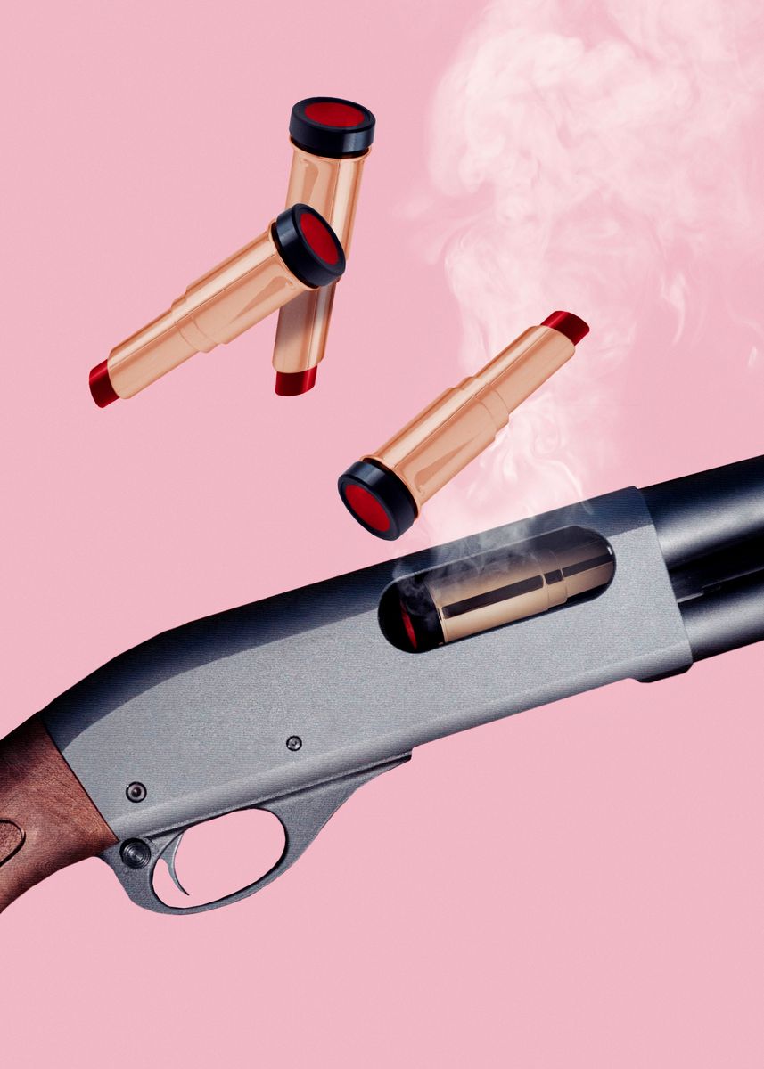 'Lipstick Gun' Poster, picture, metal print, paint by Jonas Loose