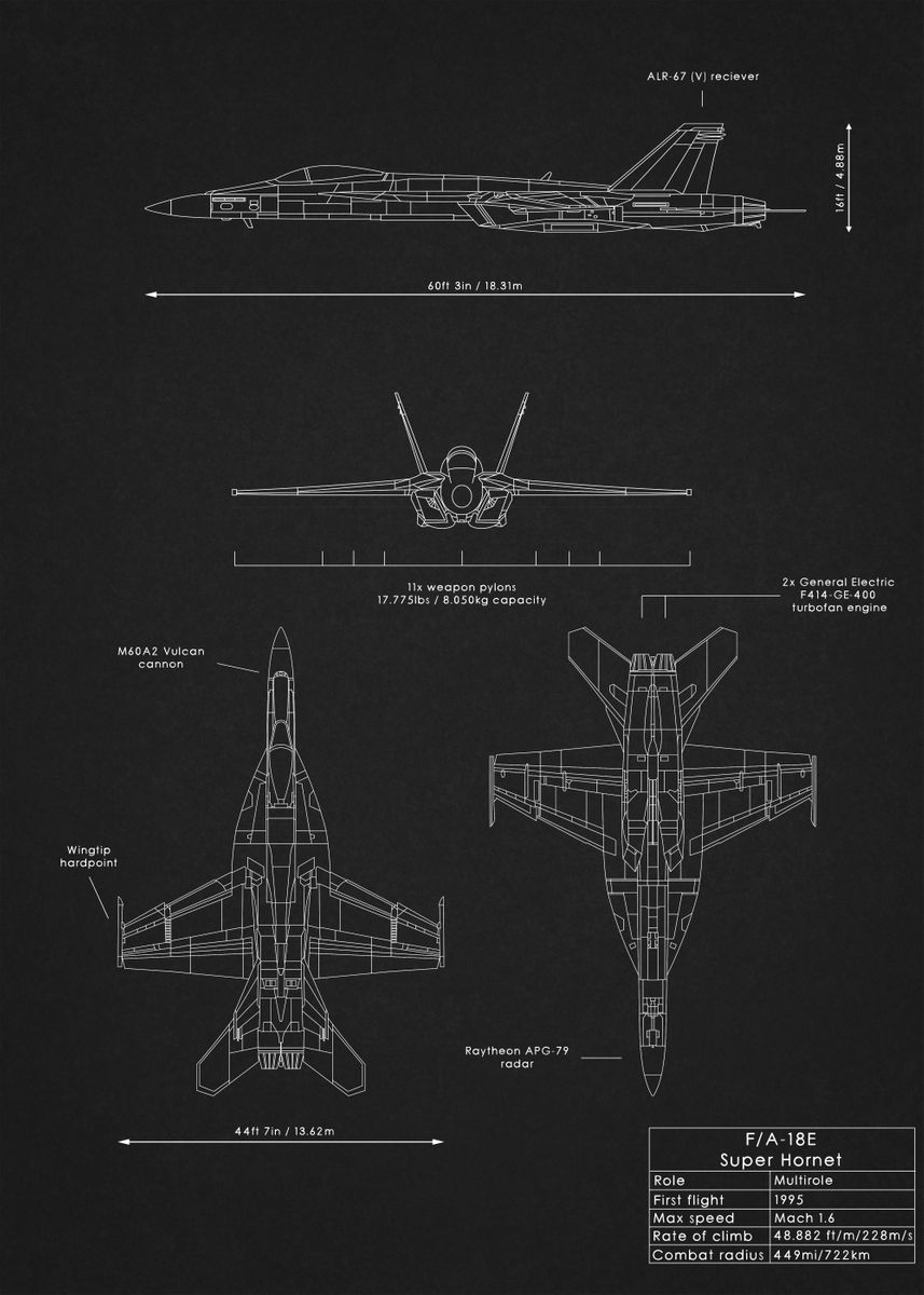 'Hornet Blueprint' Poster, picture, metal print, paint by Iwoko | Displate