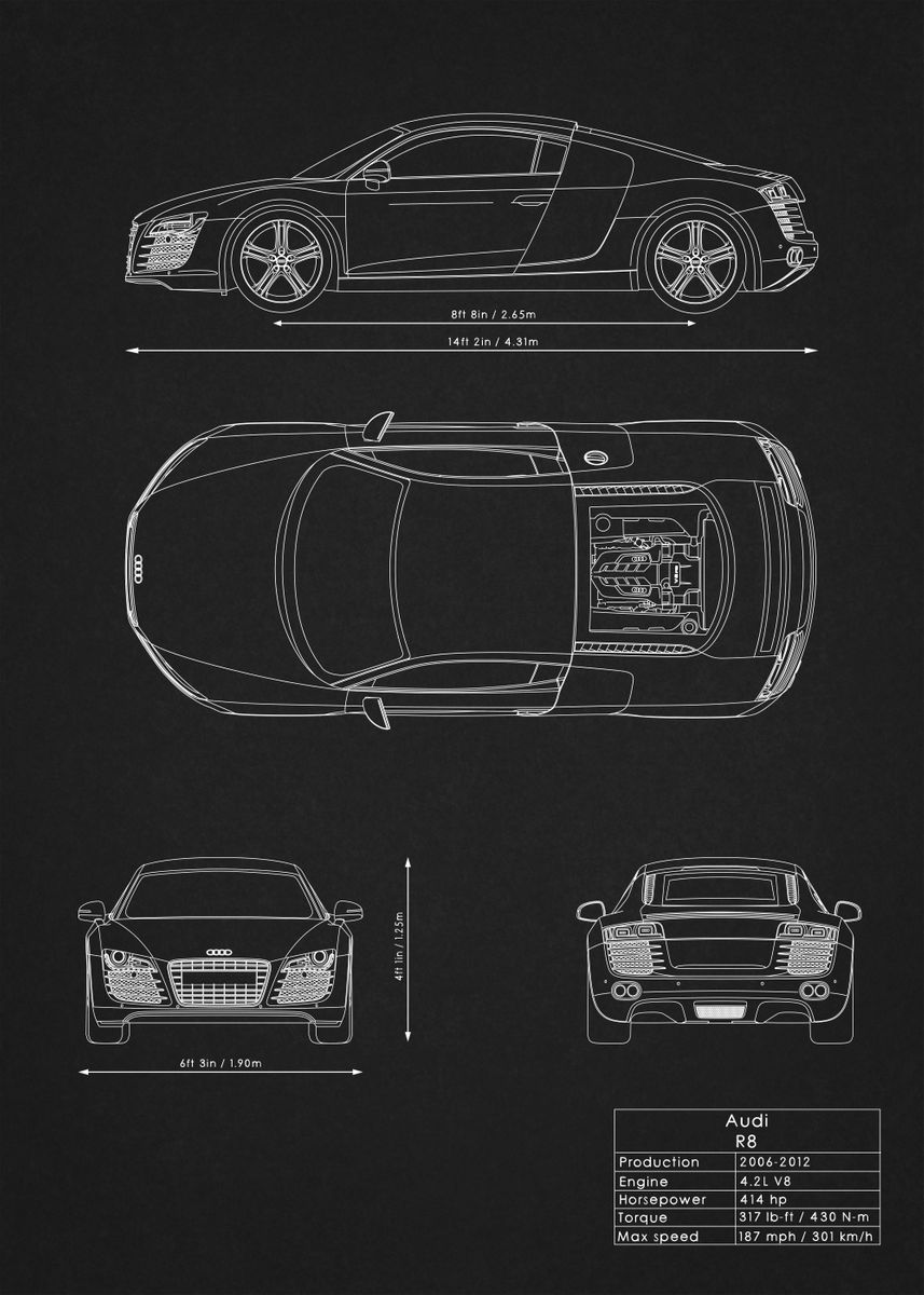 Audi r8 blueprint