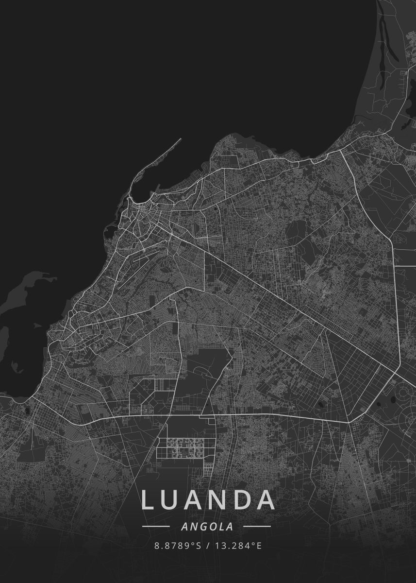 'Luanda, Angola' Poster by Designer Map Art | Displate