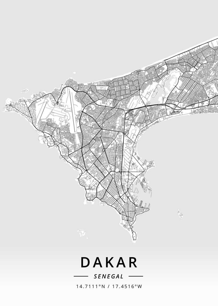 Dakar Senegal Poster By Designer Map Art Displate Dakar Senegal Poster By Designer Map Art Displate