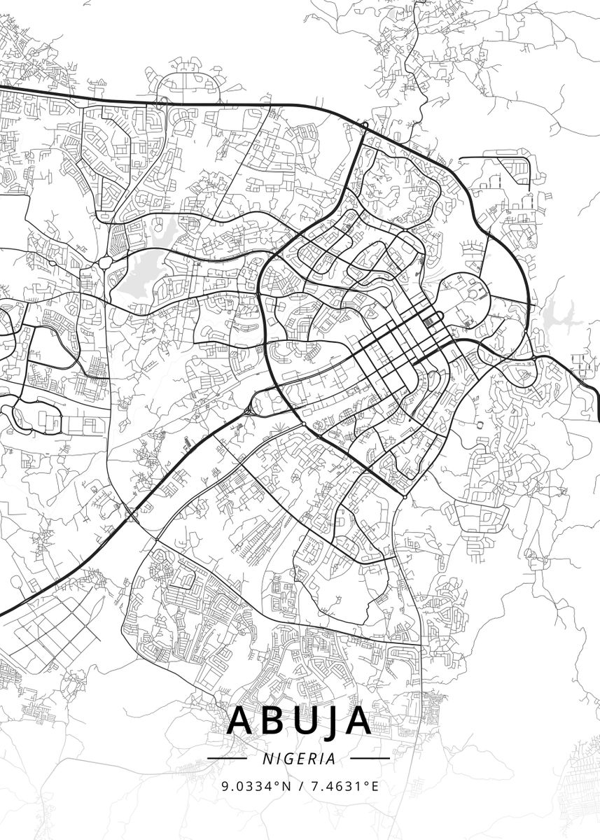 'Abuja, Nigeria' Poster by Designer Map Art | Displate