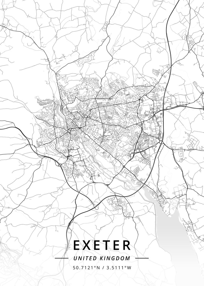 'Exeter, United Kingdom' Poster, picture, metal print, paint by ...