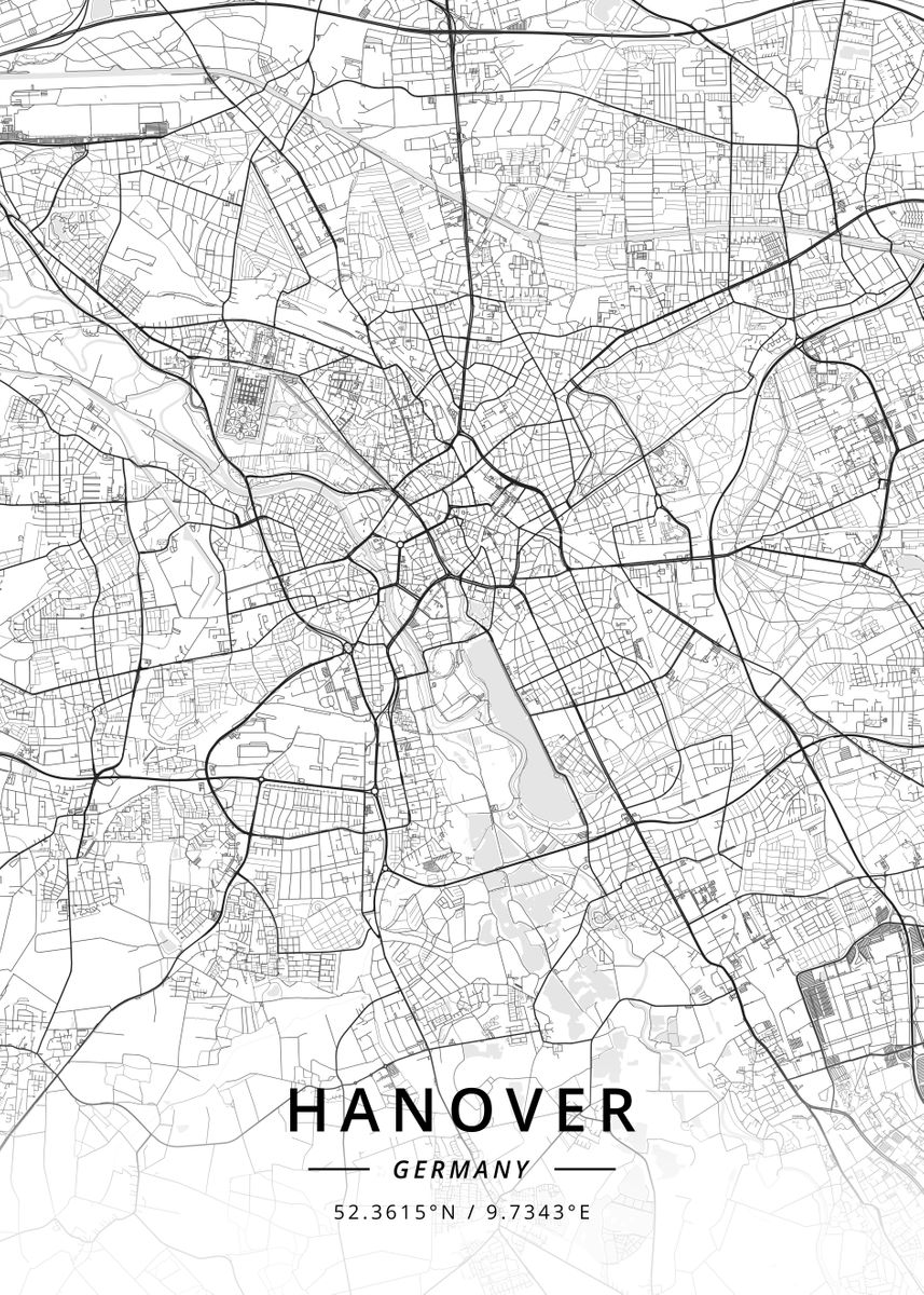 'Hanover, Germany' Poster, picture, metal print, paint by Designer Map ...