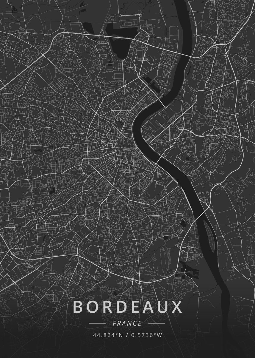 'Bordeaux, France' Poster by Designer Map Art | Displate