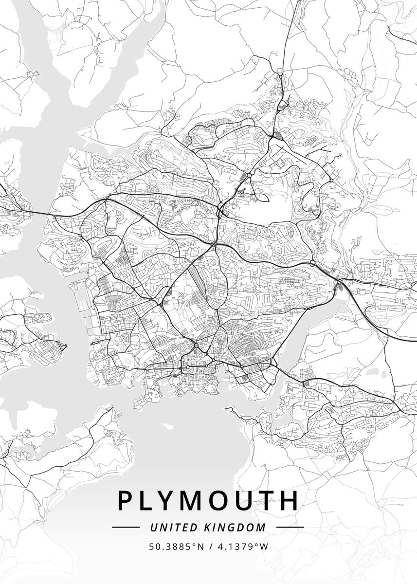 'Plymouth, United Kingdom' Poster by Designer Map Art | Displate