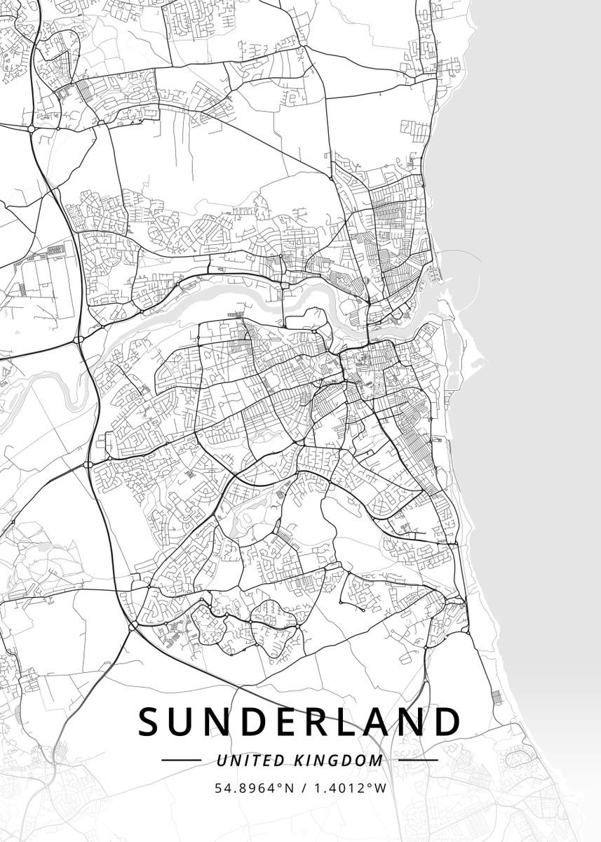 'Sunderland, United Kingdom' Poster, picture, metal print, paint by ...