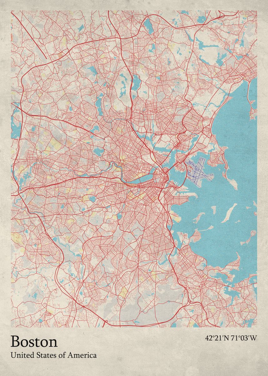 &lsquo;Boston city map&rsquo; Poster by Iwoko | Displate