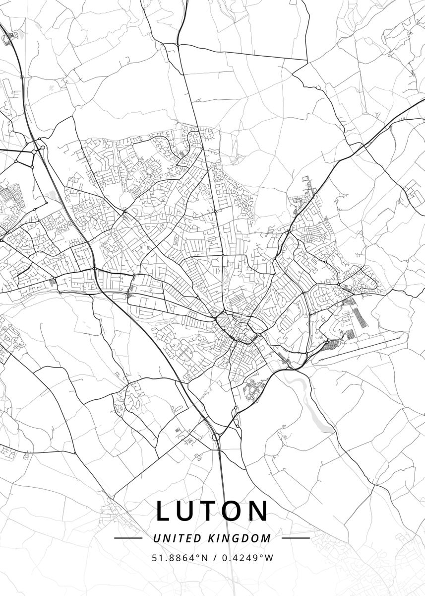 'Luton, United Kingdom' Poster by Designer Map Art | Displate