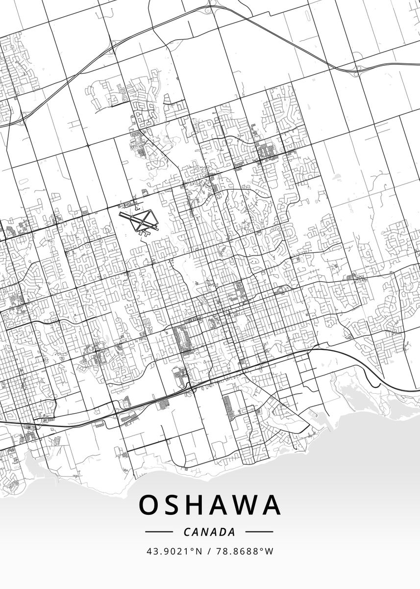 'Oshawa, Canada' Poster, picture, metal print, paint by Designer Map ...