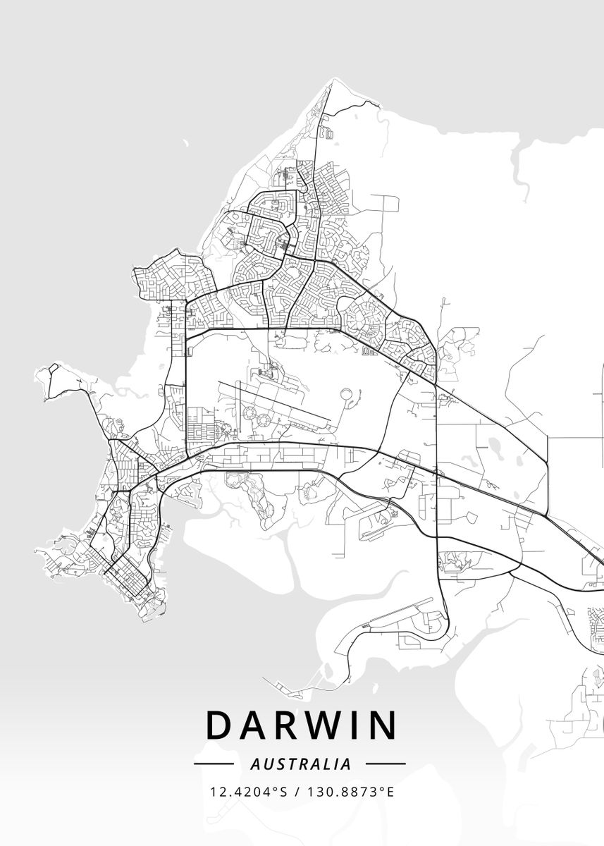 'Darwin, Australia' Poster by Designer Map Art | Displate