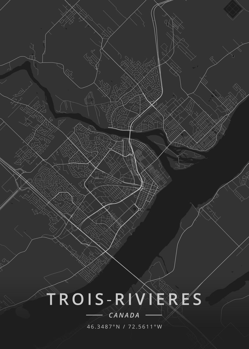 'TroisRivieres, Canada' Poster by Designer Map Art Displate