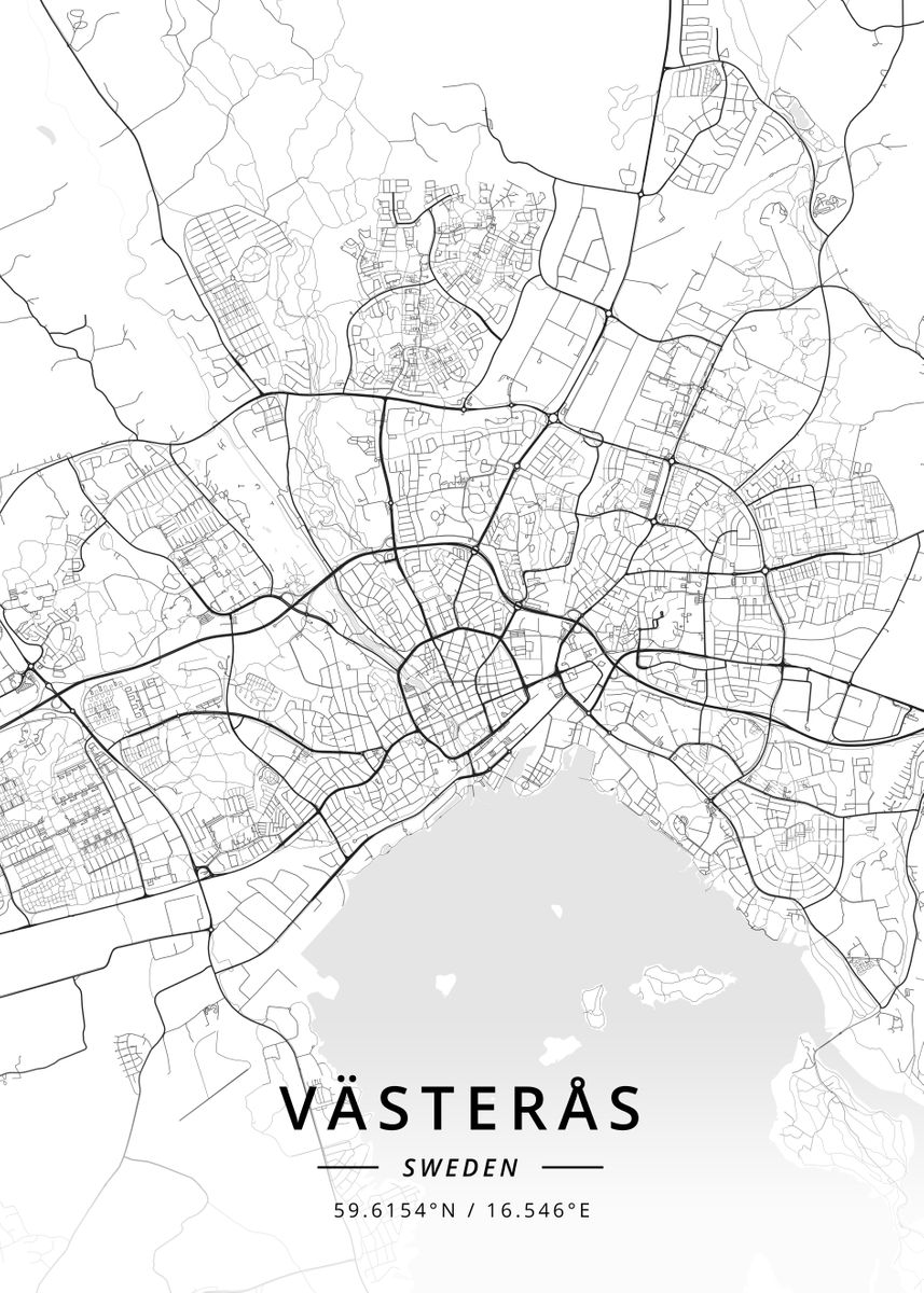 'Vasteras, Sweden' Poster, picture, metal print, paint by Designer Map ...