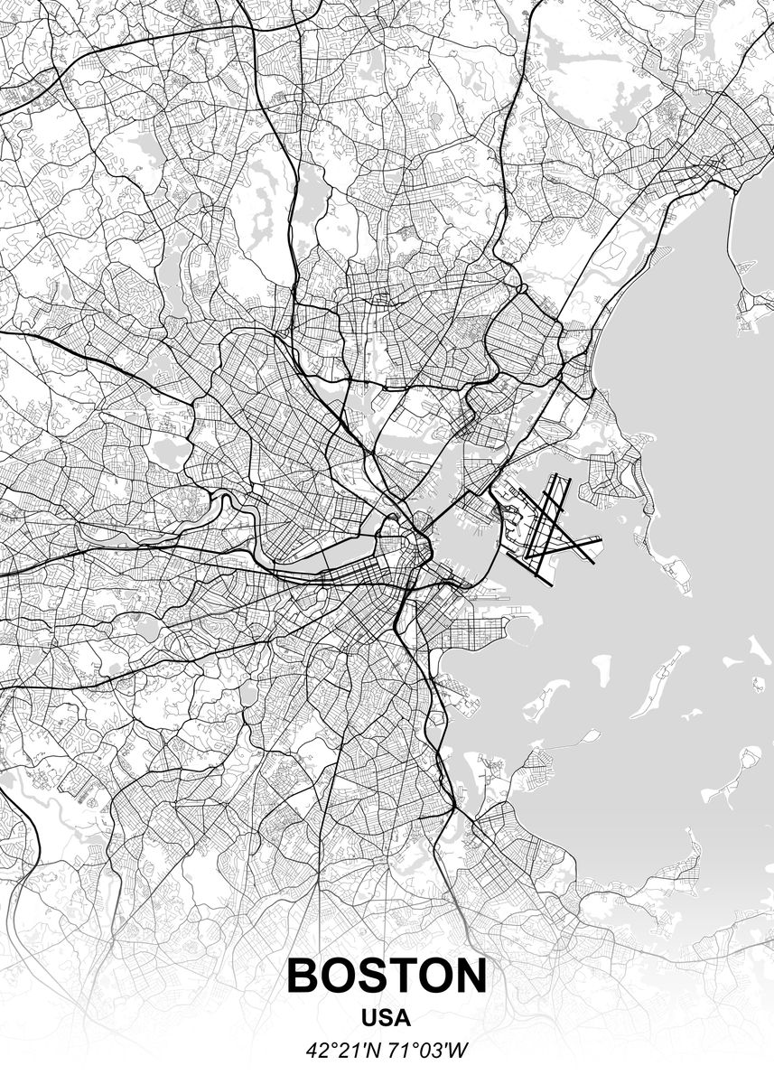 &lsquo;Boston city map&rsquo; Poster by Iwoko | Displate