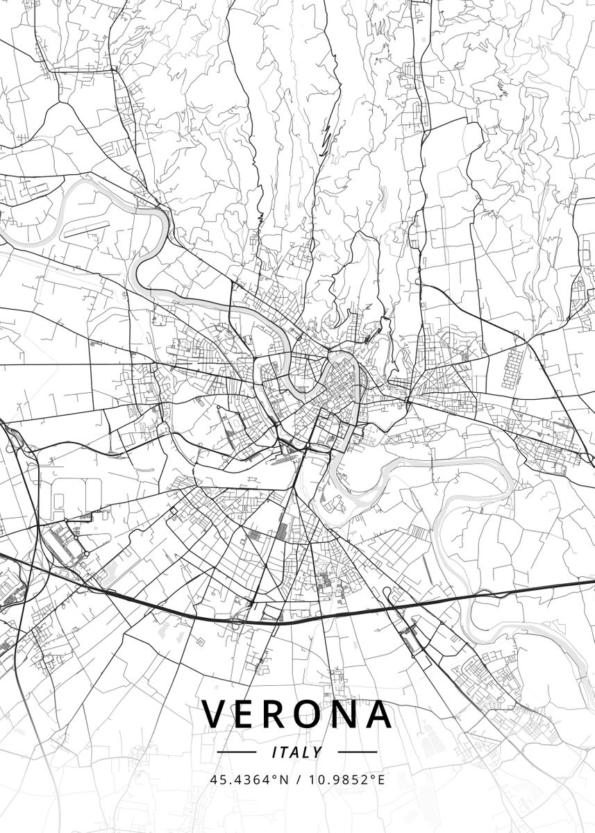 'Verona, Italy' Poster by Designer Map Art | Displate