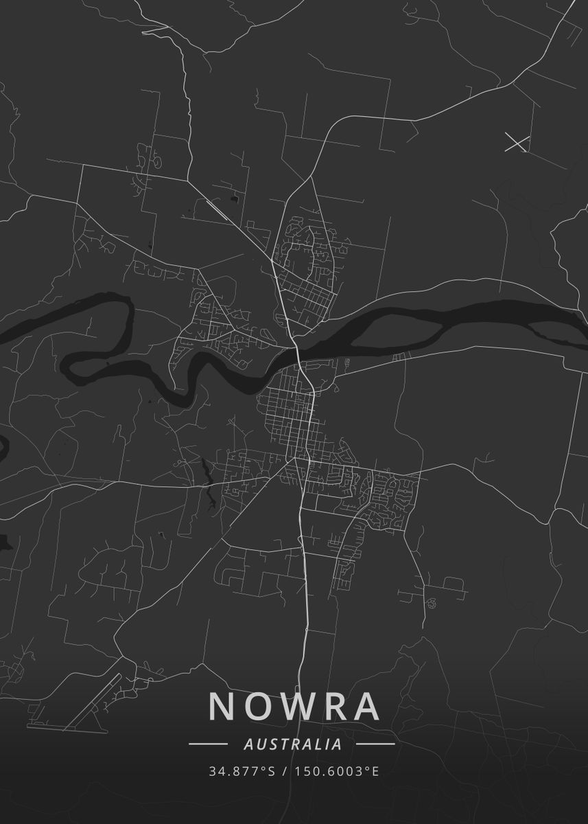 'Nowra, Australia' Poster, picture, metal print, paint by Designer Map ...