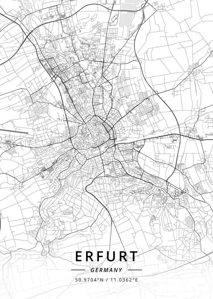 'Erfurt, Germany' Poster by Designer Map Art | Displate