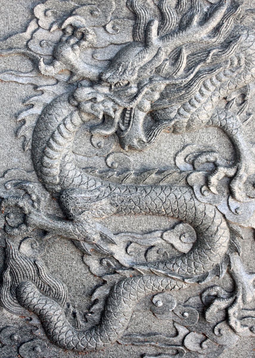 'Chinese Stone Dragon' Poster, picture, metal print, paint by Terrance ...