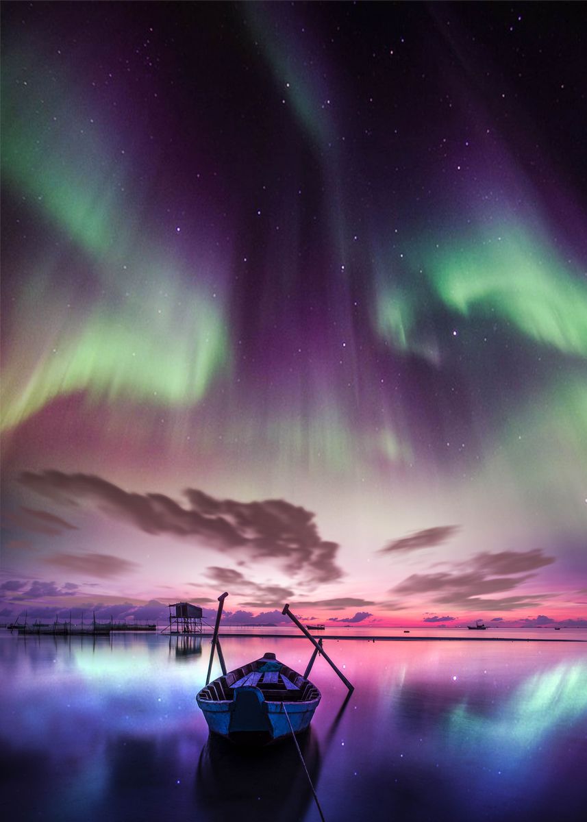 'Aurora over the sea' Poster, picture, metal print, paint by Okan Byrm ...