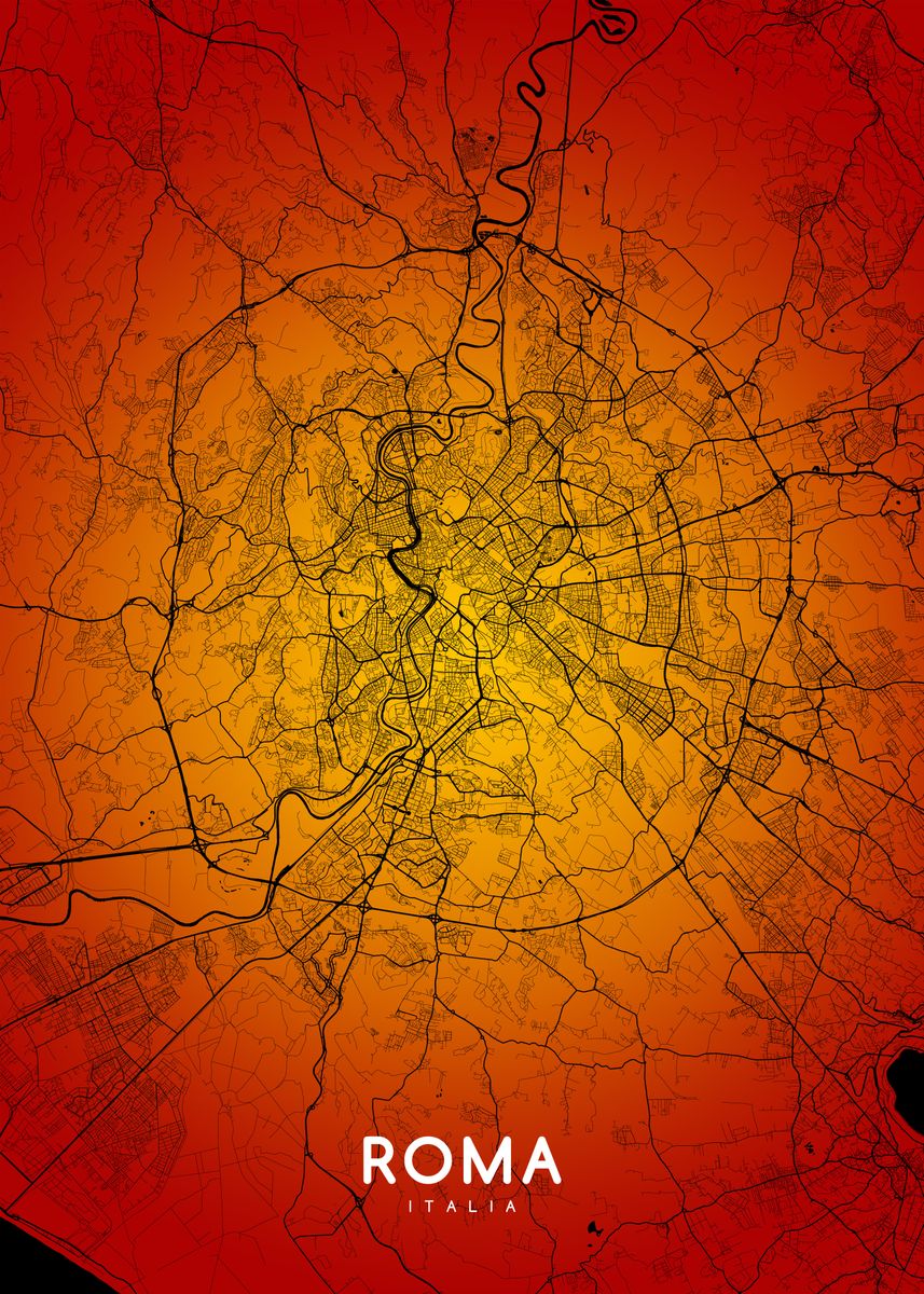 'Roma map' Poster, picture, metal print, paint by mapsies | Displate