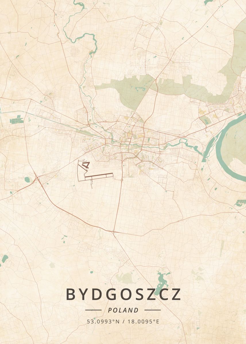 bydgoszcz-poland-poster-picture-metal-print-paint-by-designer-map