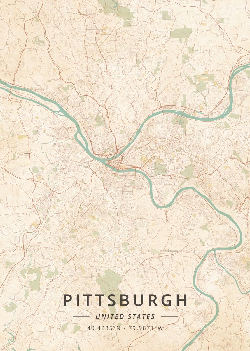 'Pittsburgh United States' Poster, picture, metal print, paint by ...