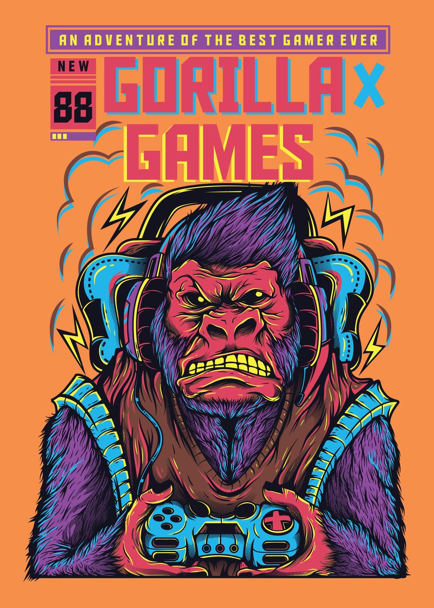 'Gorilla games' Poster, picture, metal print, paint by Ruslan ...