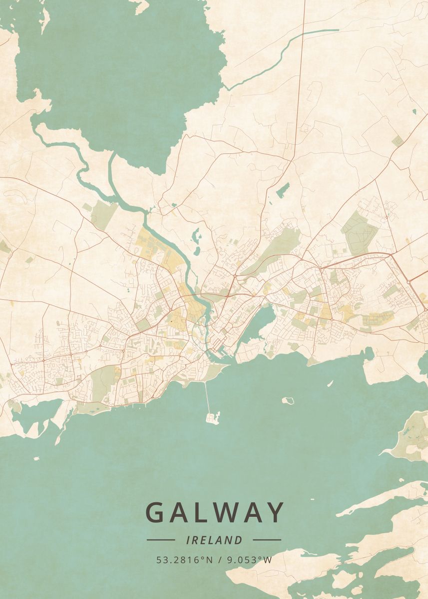 'Galway Ireland' Poster by Designer Map Art | Displate