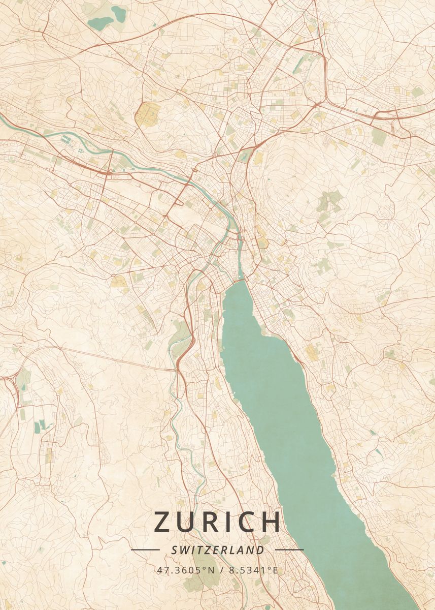 'Zurich Switzerland' Poster, picture, metal print, paint by Designer ...