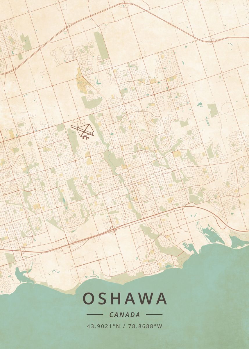 'oshawa Canada' Poster, Picture, Metal Print, Paint By Designer Map Art 