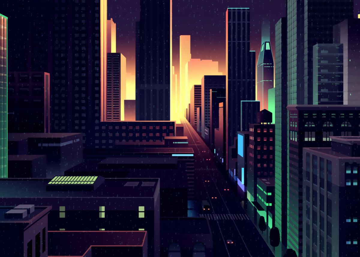 'ciber city' Poster by Kasimoro | Displate