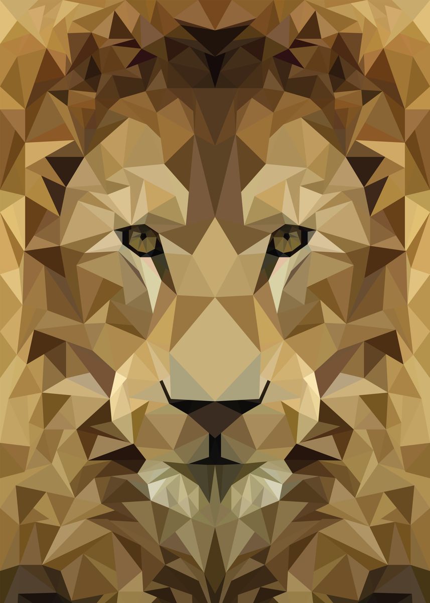 'lion face poly' Poster by wesley van zwol | Displate