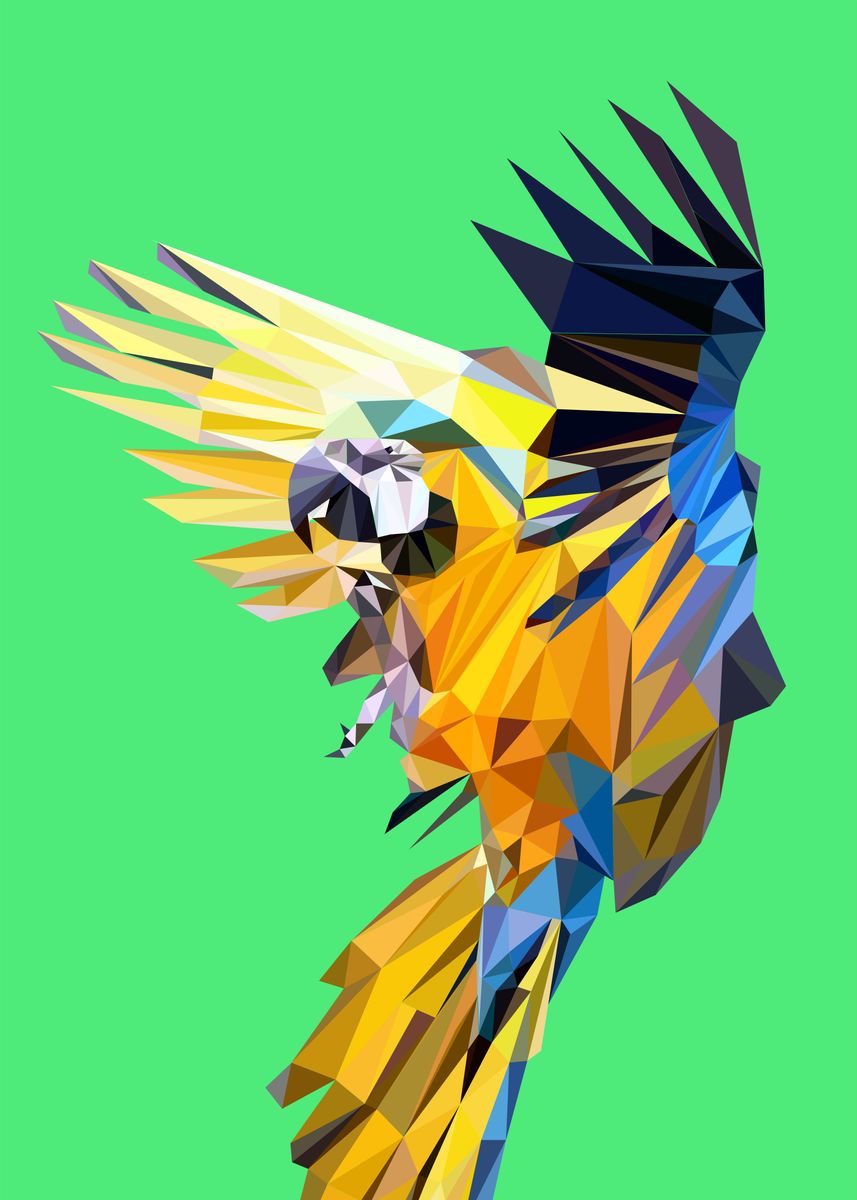 'Poly Art of Macaw Parrot' Poster, picture, metal print, paint by Anish ...