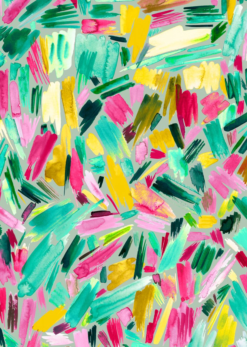 'Cute Green Scrabbles ' Poster, picture, metal print, paint by Ninola