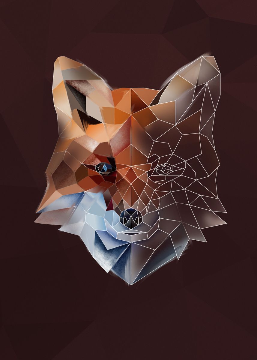 'Lady Fox' Poster, picture, metal print, paint by Tomasz Dąbek | Displate