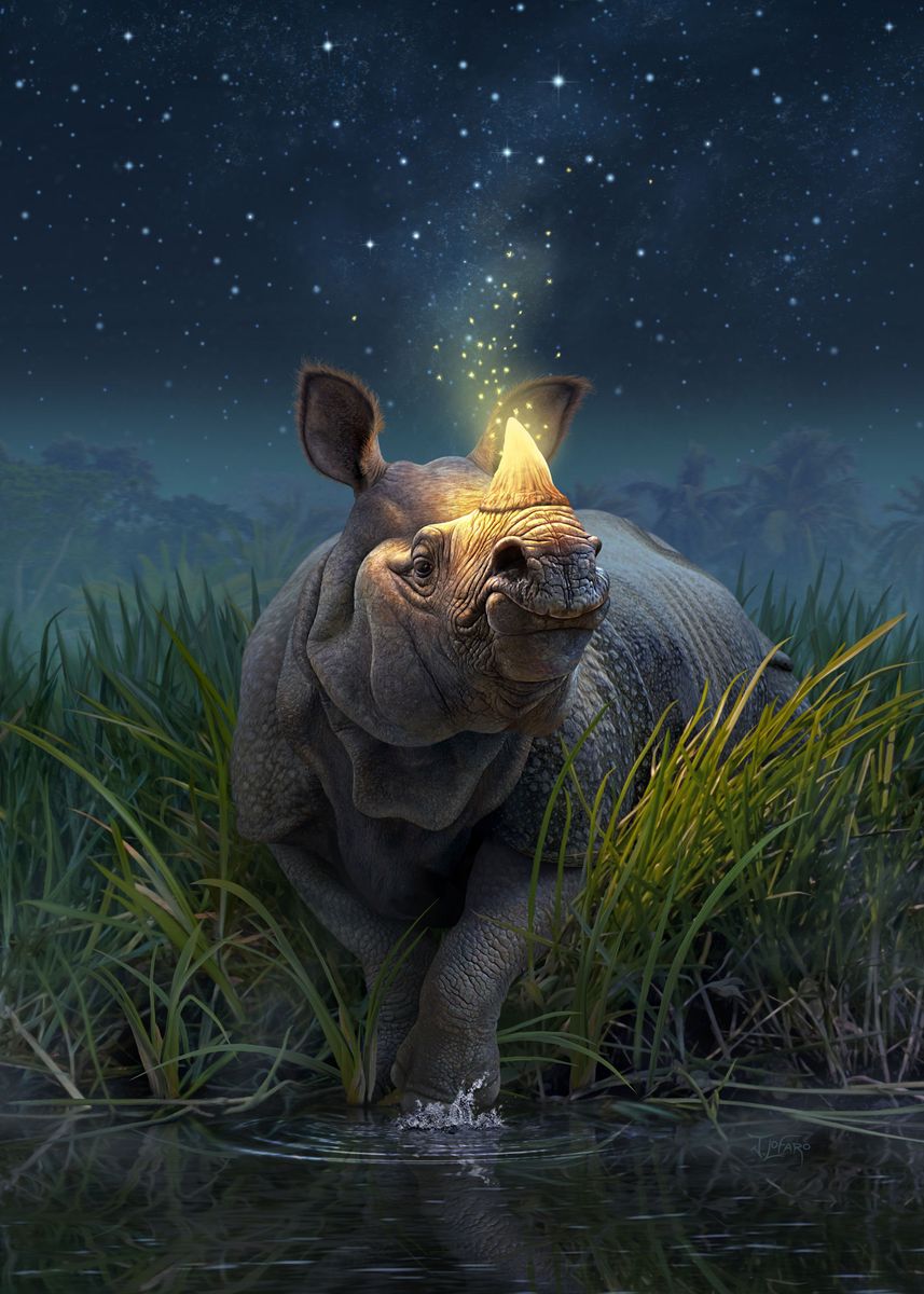'Rhinoceros Unicornis' Poster by jerry lofaro | Displate
