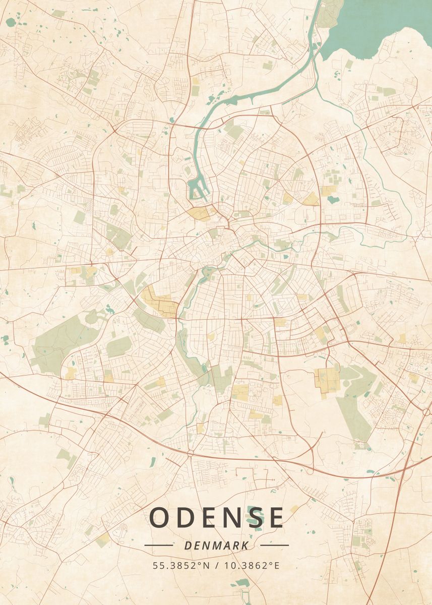 Odense Denmark Poster By Designer Map Art Displate