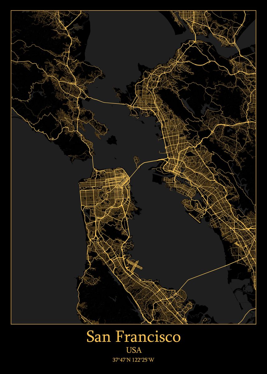 San Francisco USA Map Poster Picture Metal Print Paint By Iwoko 34abb42cc872736c19ac370058ca6f0a 3644a3a414c6d95d992649921db1690b