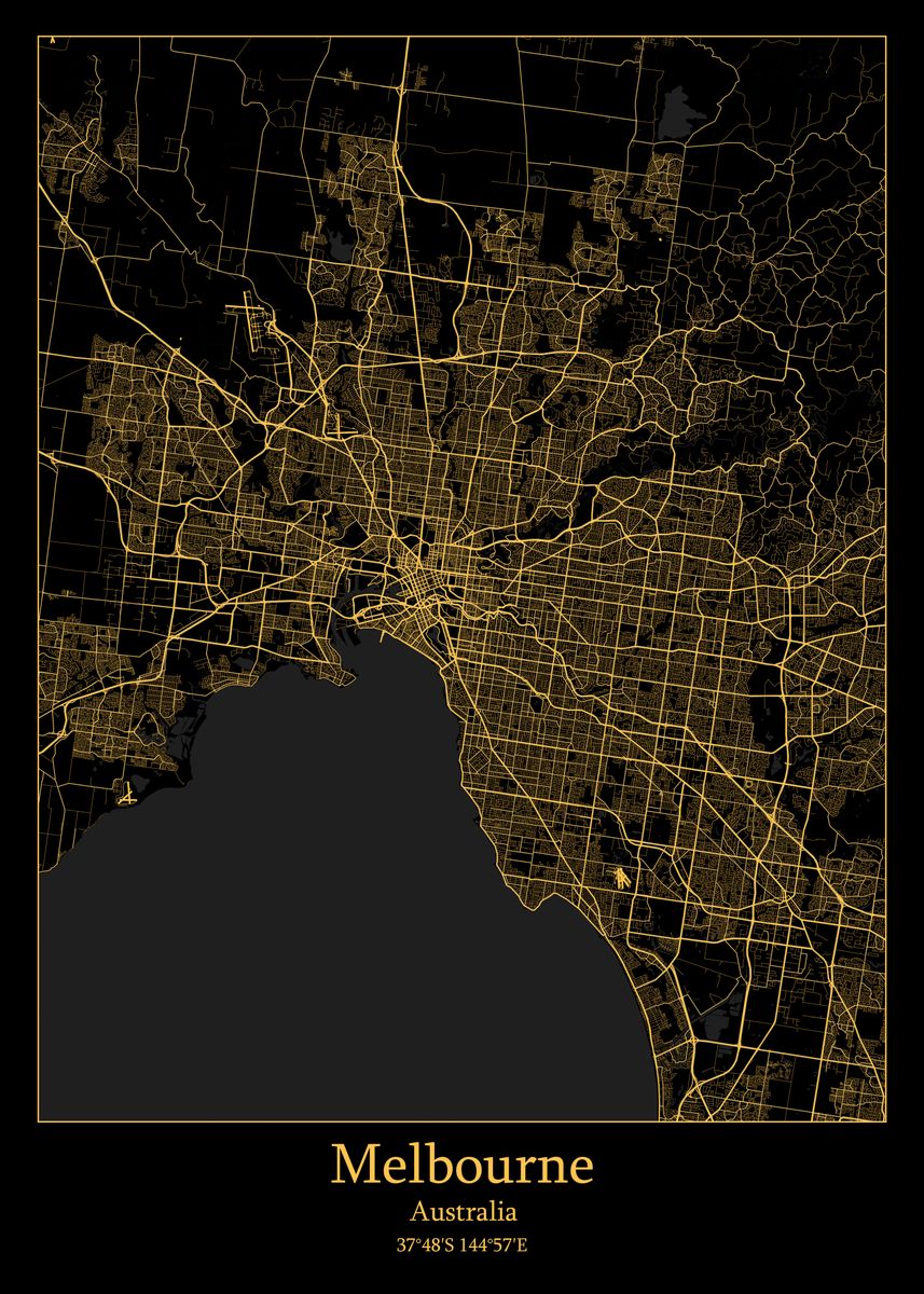 'Melbourne city map' Poster, picture, metal print, paint by Iwoko ...