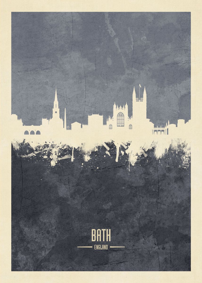 'Bath England Skyline' Poster, picture, metal print, paint by Michael ...