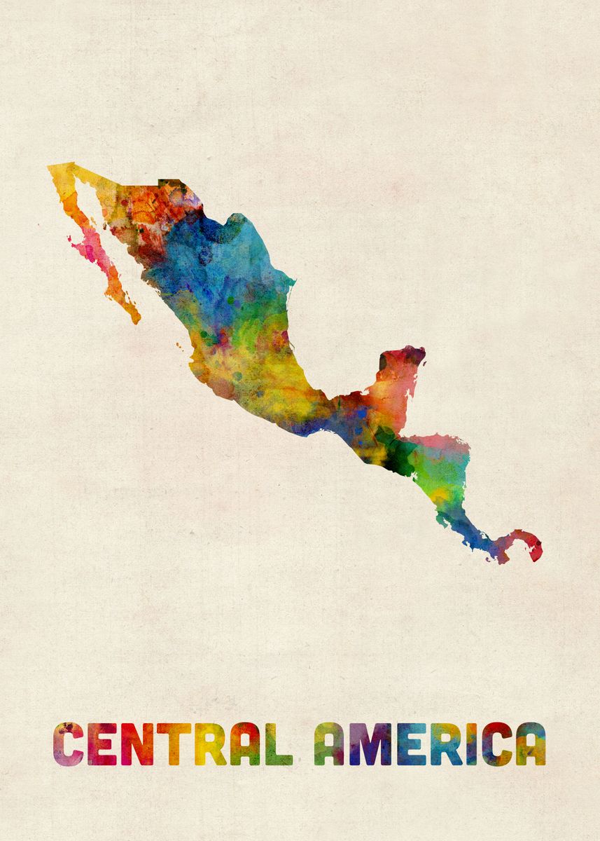 'Central America Mexico Map' Poster, picture, metal print, paint by ...
