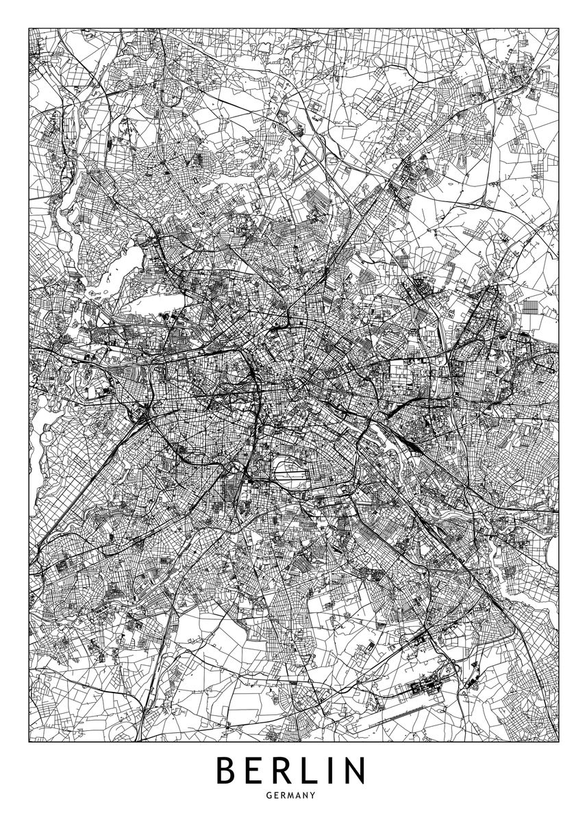 'Berlin White Map' Poster by Multiplicity Maps | Displate