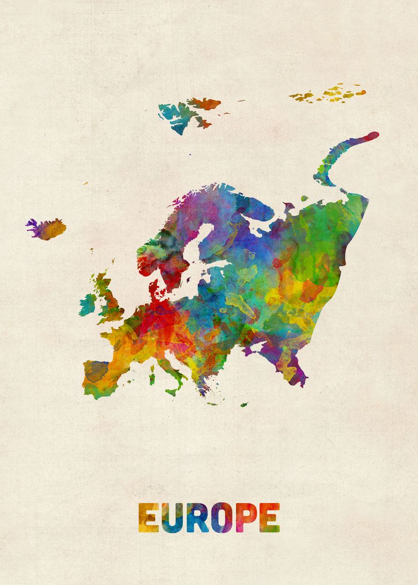 'Europe Map' Poster, picture, metal print, paint by Michael Tompsett ...